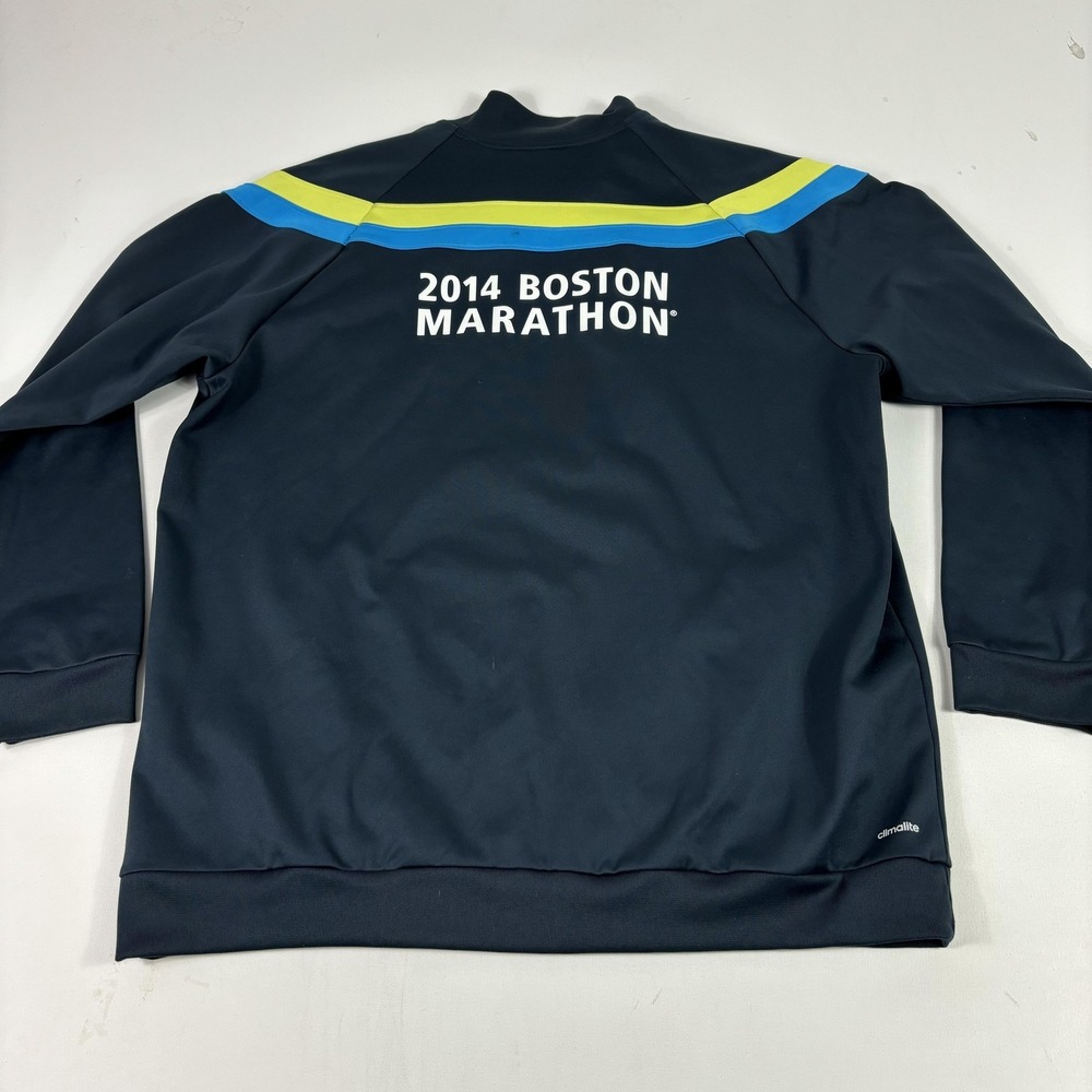Adidas Track Jacket Mens 2XL‎ Blue Climalite 2014 Boston Marathon Full Zip
